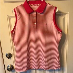 Vineyard Vines Pink and White Striped Sleeveless Polo Tank